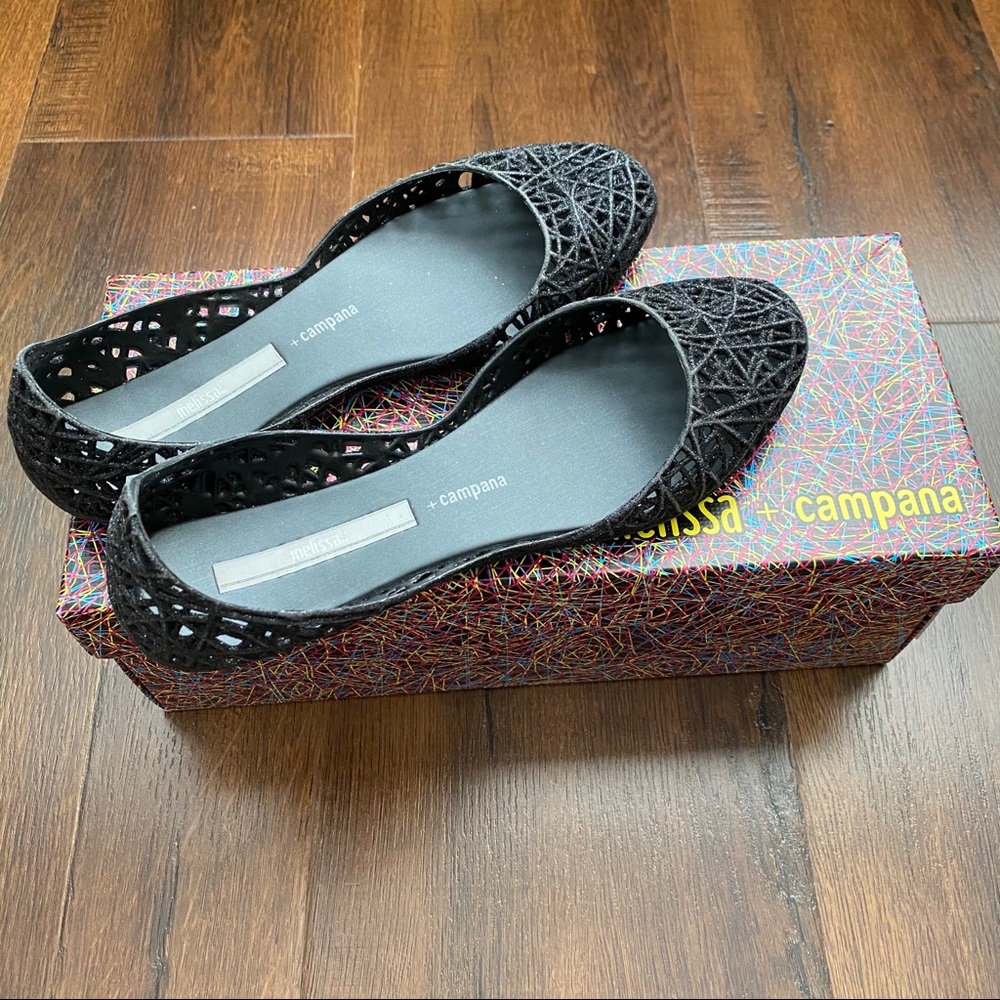 NIB Melissa Campana Zig Zag flats/Black